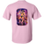 Back view of a pink t-shirt with a vibrant sugar skull pole dancer illustration. The artwork blends Mexican cultural elements with rainbow pride lighting and a lively nightclub atmosphere inspired by Puerto Vallarta.
