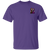 Front view of a purple t-shirt with a small chest emblem featuring the Eternal Sisters Catrina design.