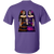 Back view of a purple t-shirt showcasing a bold lesbian Catrina couple illustration inspired by Día de los Muertos.
