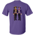 Back view of a purple LGBTQ pride t-shirt displaying the full Catrina Companions illustration inspired by Día de los Muertos.