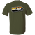 Back view of an olive green t-shirt featuring the BEAR pride wordmark inspired by bear flag colors.
