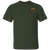 Front view of an olive green t-shirt with a clean iron brotherhood bear chest emblem.