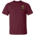 Front view of the Ironclad Bear Heritage Tee in maroon featuring a compact bear emblem on the chest for a clean, balanced look.