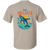 Back view of the Todo Vallarta Whale Season Heritage Tee in sand color showcasing a large illustrated humpback whale breaching near Puerto Vallarta at sunset.