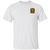 Front view of a white T shirt featuring the Bickles Pickles chest logo, designed for clean and versatile branded apparel.