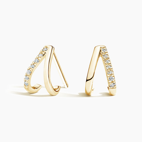 Zuri Diamond Huggie Earrings in 14K Yellow Gold