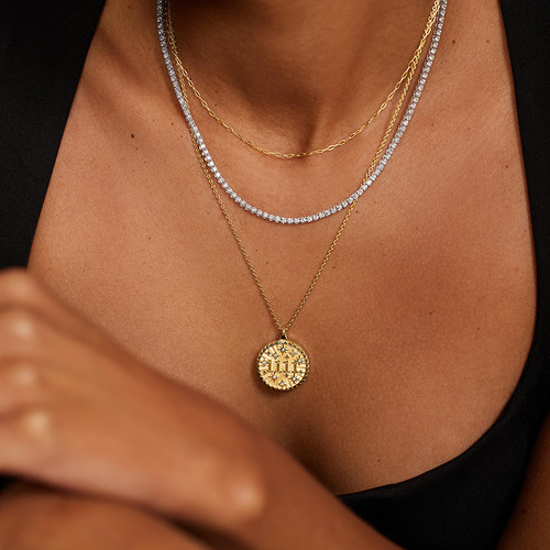 1111 Manifest Diamond Medallion Necklace in 14K Yellow Gold