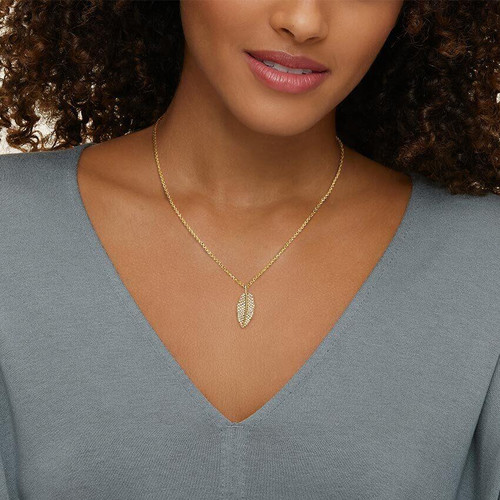 Jane Goodall Pavé Leaf Lab Diamond Pendant Necklace (13 ct. tw.) in 14K Yellow Gold