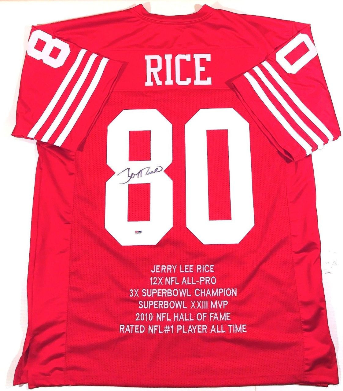 NFL ジュリー・ライス直筆サイン入りユニフォーム Jerry Rice San Francisco 49ers Autographed Career Stat Jersey