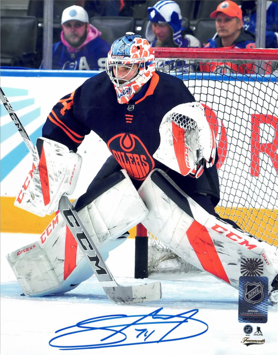 Stuart Skinner Edmonton Oilers Autographed Alternate Jersey 8x10