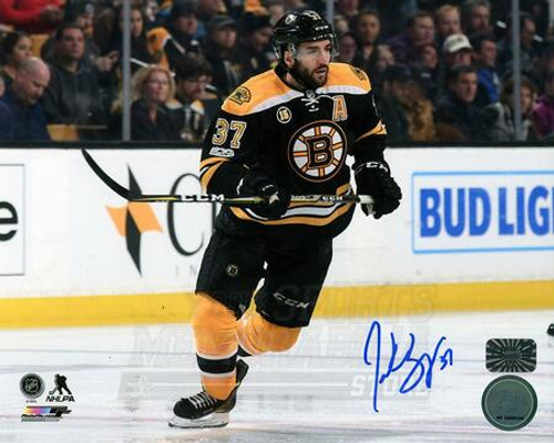 Patrice Bergeron Brad Marchand Signed 8x10 Photo Boston Bruins Retro Jersey  COA