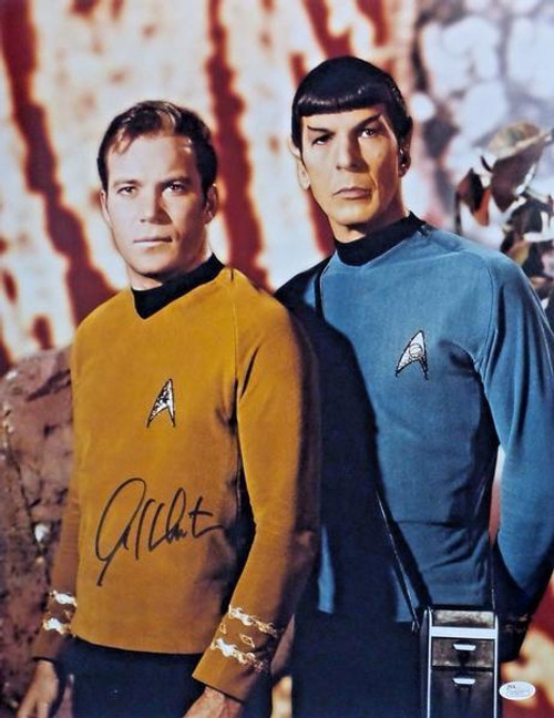 William Shatner Captain Kirk Star Trek Autographed With Spock 16x20 Photo