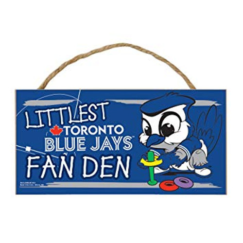 Littlest Toronto Blue Jays MLB Baseball Fan Den Wood Sign with Rope.