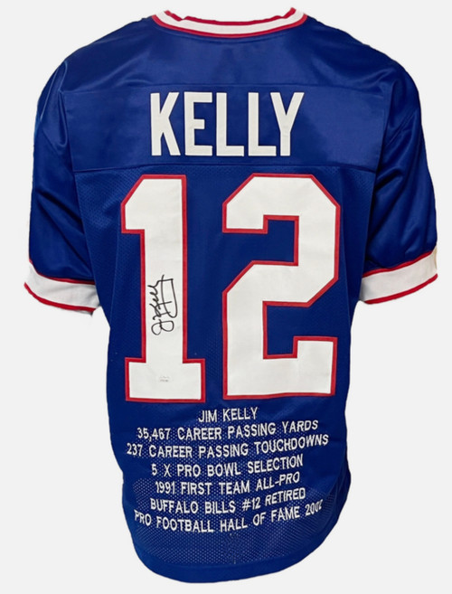 Jim Kelly Buffalo Bills Autographed Custom Stat Football Jersey Jim Kelly Buffalo Bills Autographed Custom Stat Football Jersey