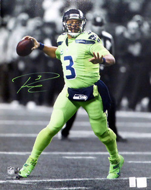 Russell Wilson Seattle Seahawks Autographed Color Rush  8x10 Photo