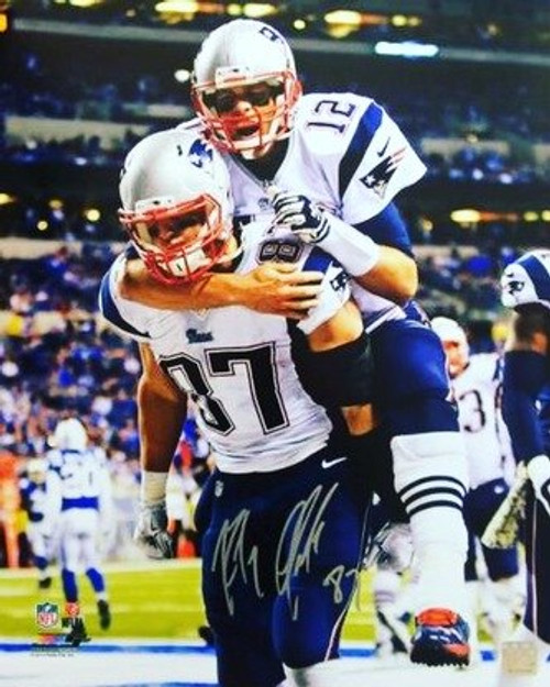 Rob Gronkowski New England Patriots Autographed Carrying Brady  16x20 Photo