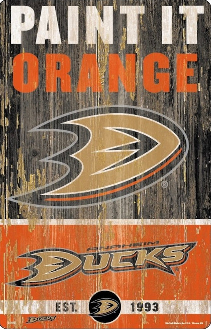 Anaheim Ducks Paint it Orange  NHL 11x17 Wood Slogan Sign