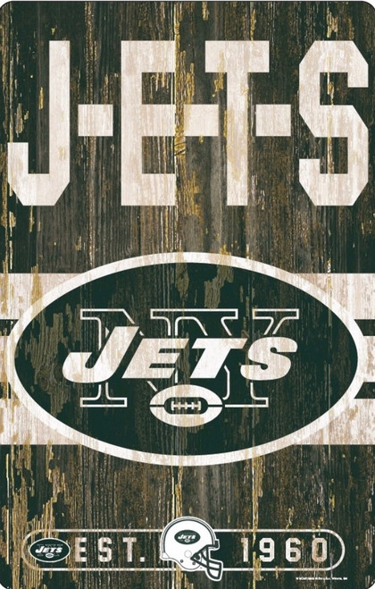 New York Jets J-E-T-S NFL 11x17 Wood Slogan Sign