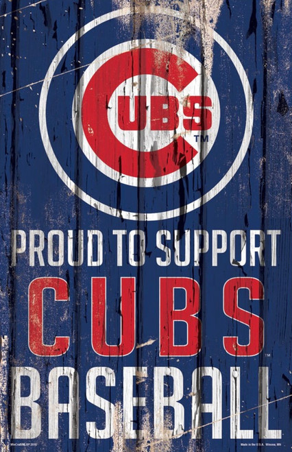 Chicago Cubs Proud to Support MLB 11x17 Wood Slogan Sign