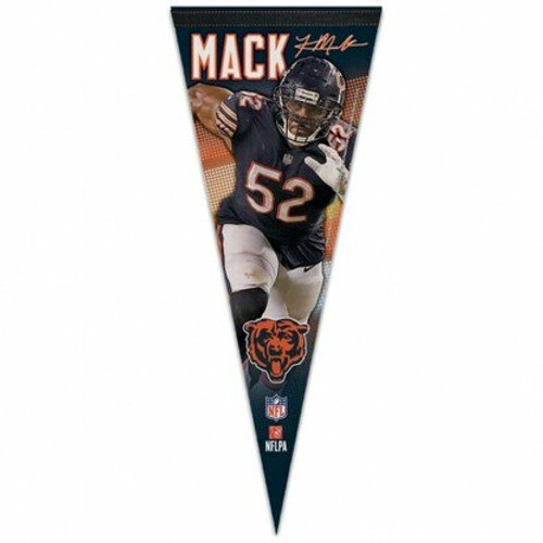 Khalil Mack Chicago Bears NFL Facsimile Signature 12x30 Premium Felt  Pennant