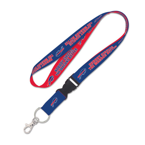 Buffalo Bills NFL Slogan “Nobody Circles the Wagons Better” Lanyard with Detachable Buckle 1 Inch Buffalo Bills NFL Slogan “Nobody Circles the Wagons Better” Lanyard with Detachable Buckle 1 Inch