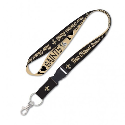 New Orleans Saints I Love Saints NFL Team Color  Lanyard with Detachable Buckle 1 Inch