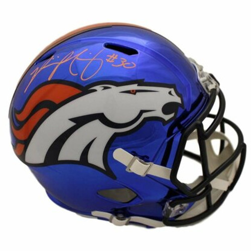 Phillip Lindsay Denver Broncos Autographed Chrome Football Helmet