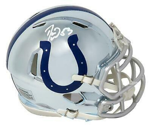 Darius Leonard Indianapolis Colts Autographed Mini Chrome Football Helmet Darius Leonard Indianapolis Colts Autographed Mini Chrome Football Helmet