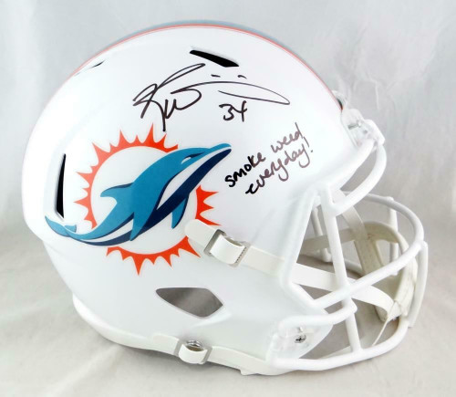 Ricky Williams Miami Dolphins Autographed Replica Speed Helmet with Smoke Weed Everyday Inscription