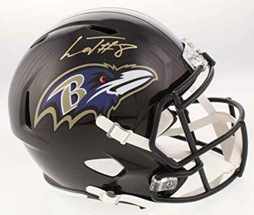 Lamar Jackson Baltimore Ravens Autographed Black Speed Full Size Helme –  Golden Autographs