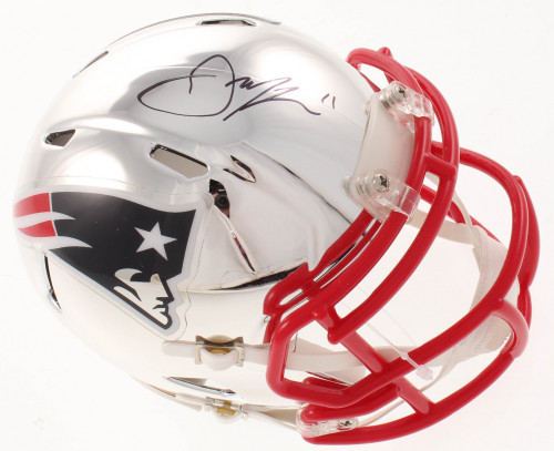 Julian Edelman New England Patriots Autographed Mini Chrome Football Helmet