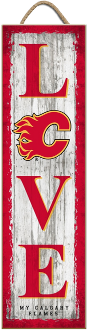 Love My Calgary Flames NHL Unframed 6x22 Wood Sign