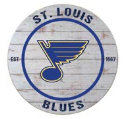 St Louis Blues White Wash 20 Inch Diameter Circular NHL Wood Sign St Louis Blues White Wash 20 Inch Diameter Circular NHL Wood Sign