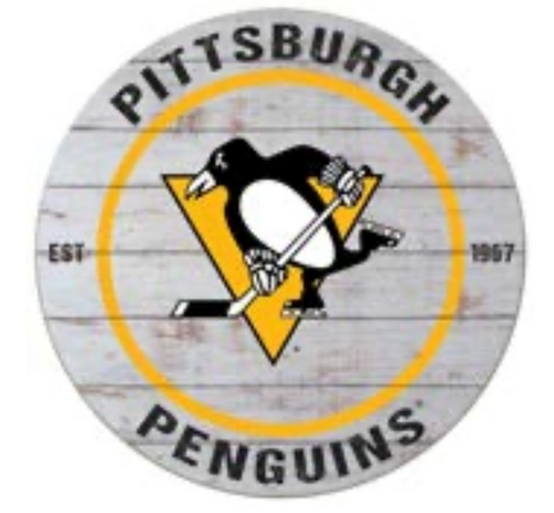 Pittsburgh Penguins White Wash 20 Inch Diameter Circular NHL Wood Sign Pittsburgh Penguins White Wash 20 Inch Diameter Circular NHL Wood Sign