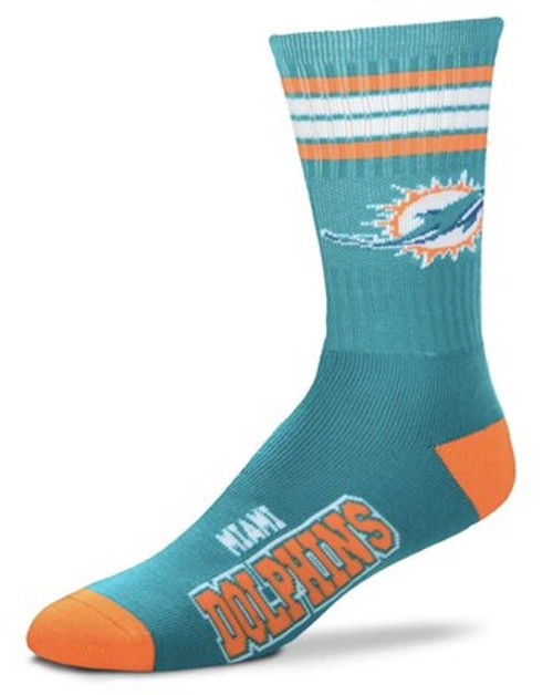 Miami Dolphins NFL 4 Stripe Deuce  Quarter-Length Socks