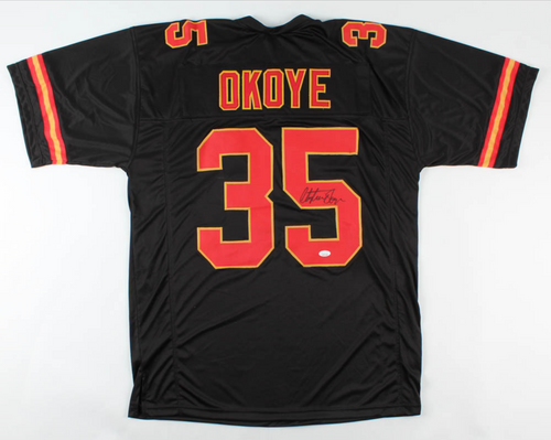Christian Okoye Kansas City Chiefs Autographed Custom NFL Football Jersey