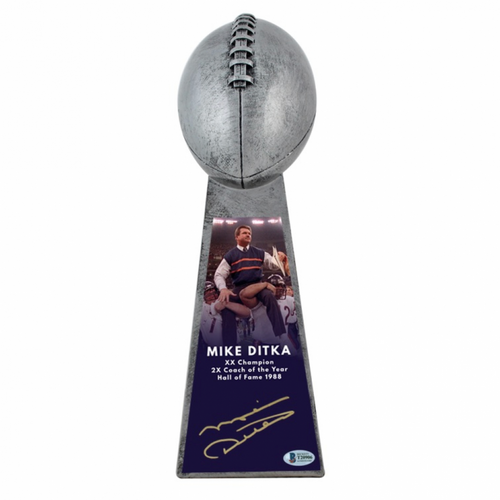 Mike Ditka Chicago Bears Autographed Gold Signature 15 Inch Replica Lombardi Trophy