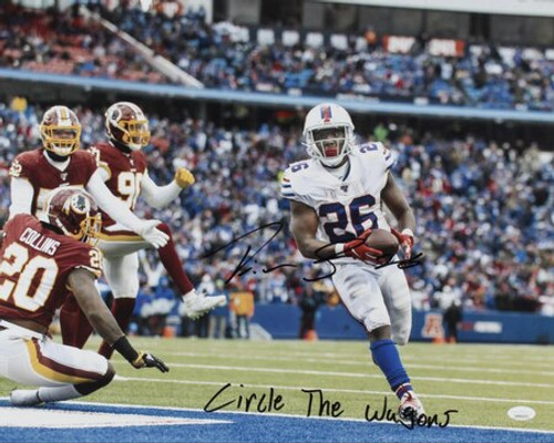 Devin Singletary Buffalo Bills Autographed 16x20 Photo with “Circle the Wagons” Inscription