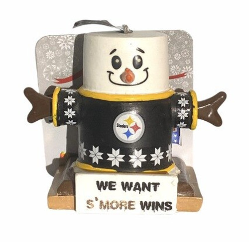 Pittsburgh Steelers NFL We Want S'more Wins Snowman Christmas Ornament Pittsburgh Steelers NFL We Want S'more Wins Snowman Christmas Ornament