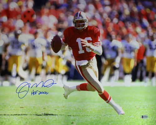 Coming Soon: Joe Montana San Francisco 49ers Autographed Rolling Left with HOF 2000 Inscription 16x20 Photo