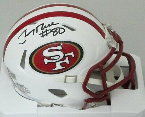 Jerry Rice San Francisco 49ers Autographed Flat White  Mini Football Helmet