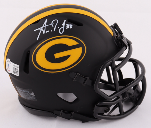 Aaron Jones Green Bay Packers Autographed Eclipse Speciality NFL Mini Speed Football Helmet Aaron Jones Green Bay Packers Autographed Eclipse Speciality NFL Mini Speed Football Helmet