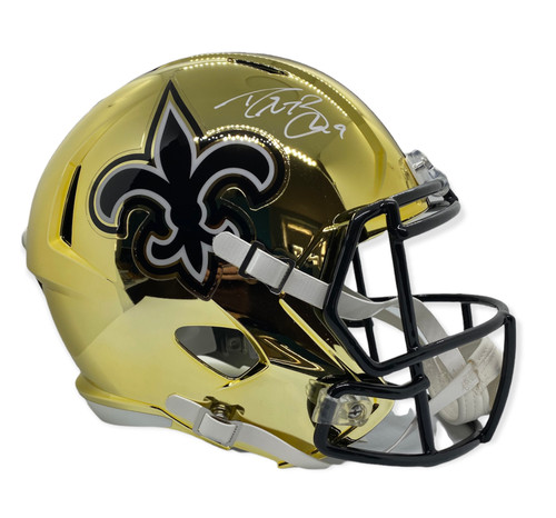 Drew Brees New Orleans Saints Autographed Replica Gold Chrome Speed Helmet