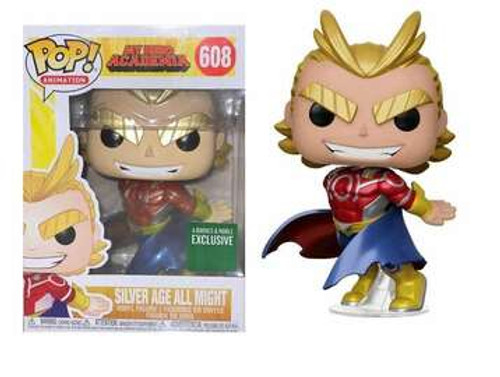 Silver Age All Might #608 My Hero Academia Metallic Barnes and Noble  Exclusive Funko Pop