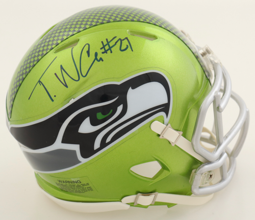 Tariq Woolen Seattle Seahawks Autographed Flash  Mini Football Helmet