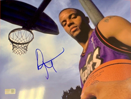Damon Stoudamire Toronto Raptors Autographed Basketball Sky 8x10 Photo