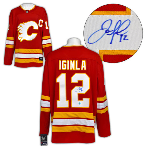 Jarome Iginla Calgary Flames  Autographed Fanatics Retro Replica Jersey