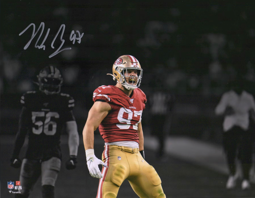 Nick Bosa San Francisco 49ers Autographed Spotlight Screaming 11x14 Photo