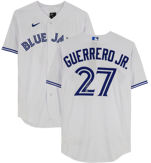 Vladimir Guerrero Jr Toronto Blue Jays Autographed MLB  Nike White Home replica Jersey Vladimir Guerrero Jr Toronto Blue Jays Autographed MLB  Nike White Home replica Jersey