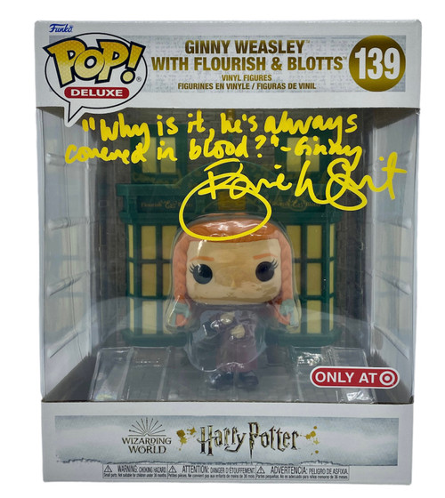 Ginny with Flourish & Blotts Storefront #139 Autographed Harry Potter Target Exclusive Funko Pop with “Covered” Inscription Ginny with Flourish & Blotts Storefront #139 Autographed Harry Potter Target Exclusive Funko Pop with “Covered” Inscription